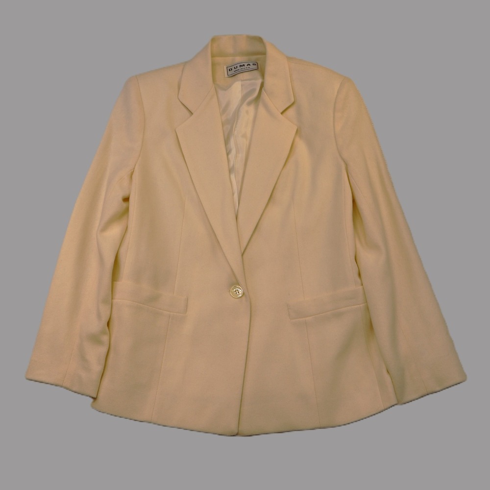 Dumas Womens Size 4 Pure Wool Blazer Cream Vintage Made in USA Style 756